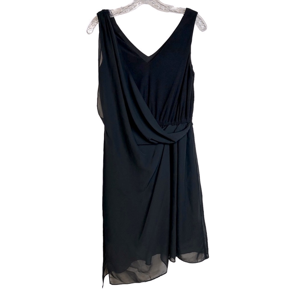 Adrianna Papell Asymmetrical Draped Flowing Dress in Black Size S - Picture 6 of 15